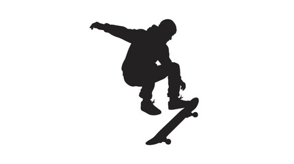 skateboarder silhouette on white background skateboarding skateboard © Kobita