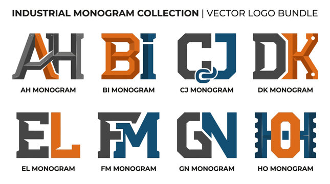 Industrial Monogram Logo Collection Vector.