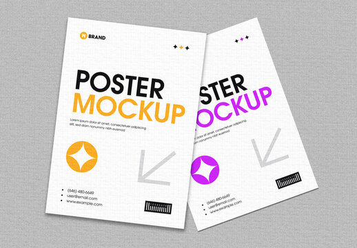 Top View of Stacked Poster Mockup