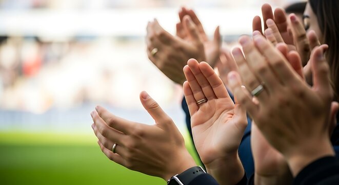 Hands of people clapping at stadium