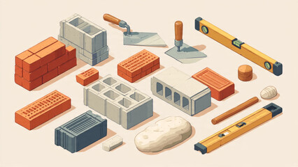 Naklejka premium Assorted Building Blocks and Construction Toys for Kids.