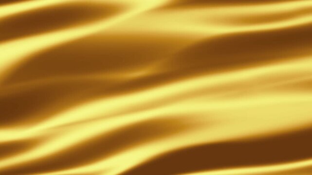 Shimmering Yellow Gold Silk Fabric Waves with Luxury Flowing Motion Background