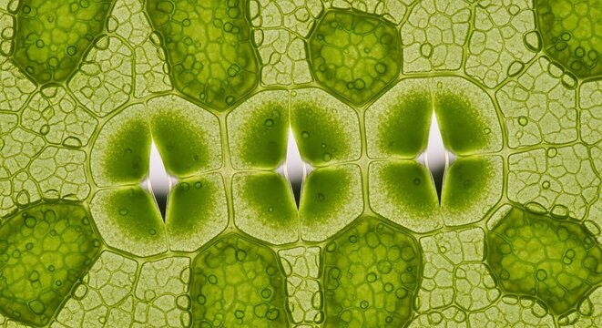 Microscopic stomata of a leaf
