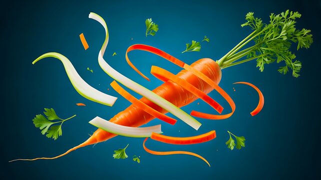 Fresh carrot slices and healthy vegetable nutrition concept