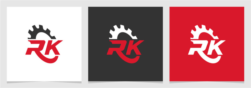 RK Letter Modern Gear Automotive Logo Vector , Initial Logo Element