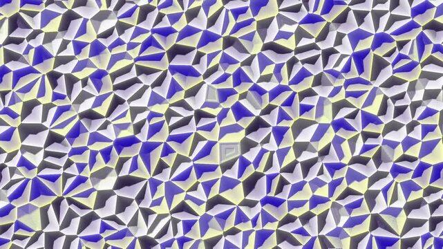 Abstract Geometric Pattern: A vibrant abstract pattern composed of interlocking triangular shapes in shades of blue, white, and yellow creates a dynamic and visually striking mosaic.