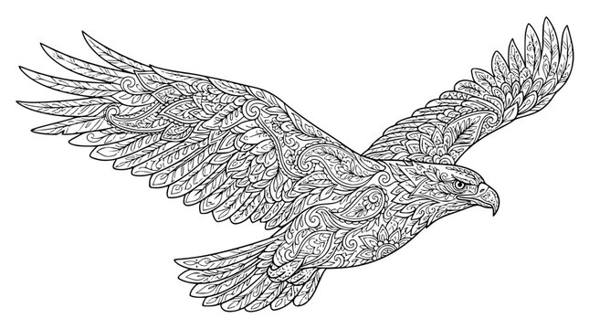 Intricate Eagle Zentangle Illustration for Coloring Book