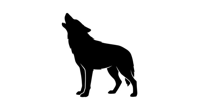 Black wolf silhouette, howling wolf icon, animal symbol, wildlife graphic