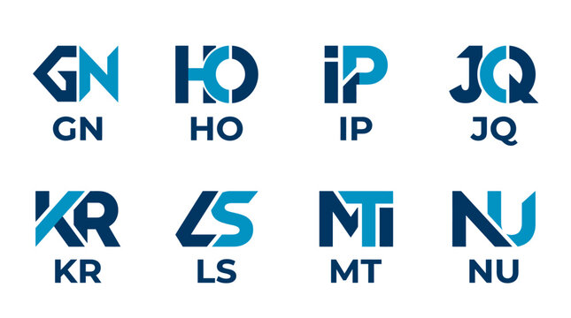 Eight Logos With Letters And Symbols.