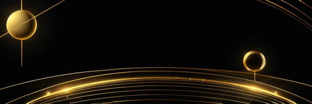 Minimalist geometric wireframe circle with brilliant golden star fields on black canvas
