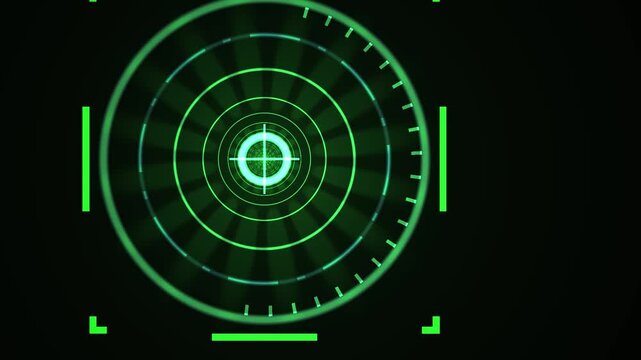 Green futuristic interface digital target on black background