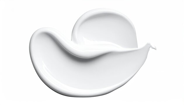 Swirl of thick, opaque white cream on a white backdrop, glistening texture is visible
