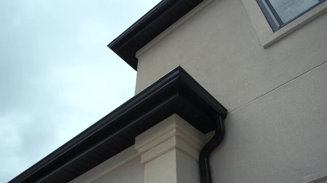Element of Modern residential house exterior with corner of new roof