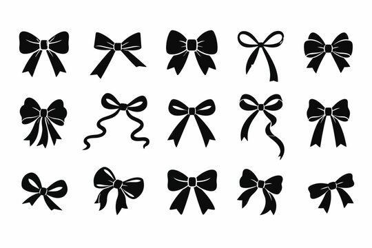 Diverse collection of black silhouette bow tie for and decoration
