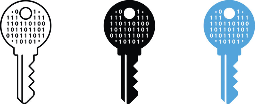 Digital binary code key cyber security internet access vector icons illustration.