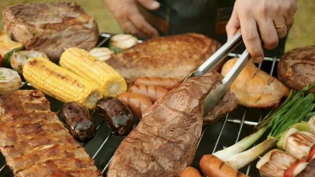 Asado Chile grill fiestas patrias Meat vegetables fire