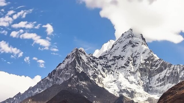 Ama Dablam in Nepal. Trekking and sports. Time Lapse.