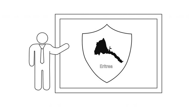 Presentation of Eritrea Map and Shield Symbol by a Person Icon.