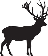 Fototapeta premium Deer Stag Black Silhouette Vector Forest Wildlife Animal Illustration