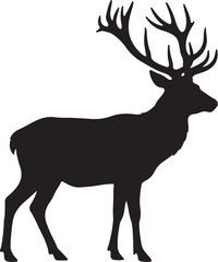 Fototapeta premium Deer Stag Black Silhouette Vector Forest Wildlife Animal Illustration