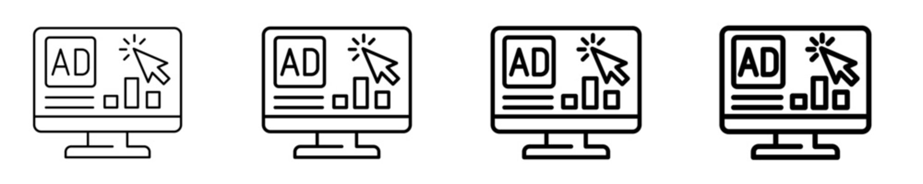 Online Advertising Icon Set Different Style Collection