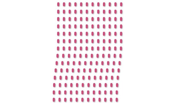 Grid of geometric elements moving simultaneously on a white background - animated illustration