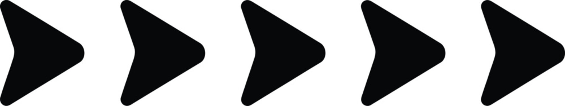 Five black arrows pointing right in a horizontal row