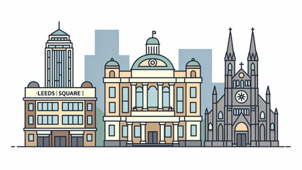 Obraz premium Colorful cityscape with historic buildings and modern skyscrapers under bright sky