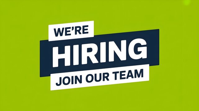 Job recruitment poster with 'we're hiring join our team' text on lime green background