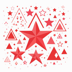 Obraz premium Red Stars and Triangles Abstract Pattern