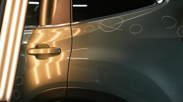 Process of Car with dent marks in to Preparing process of Repairing Hail Damage in car body shop
