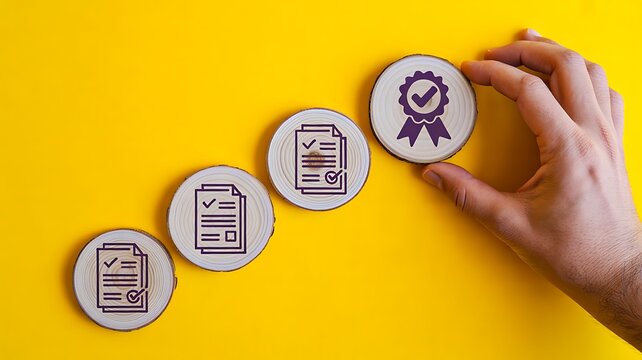 Quality certification process concept with compliance and business standards