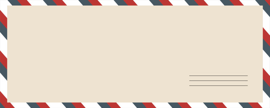 Air mail letter. Post stamp. Airmail frame postcard. Blue red stripes pattern.eps,10