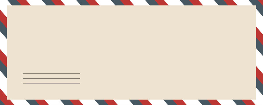 Air mail letter. Post stamp. Airmail frame postcard. Blue red stripes pattern.eps,10