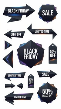 Black Friday sale signs with limited time offers and discounts