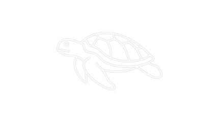 Minimalist outline drawing of a sea turtle. © Camy