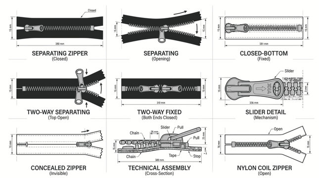Zipper Types and Mechanisms Explained: Technical Diagrams and Details