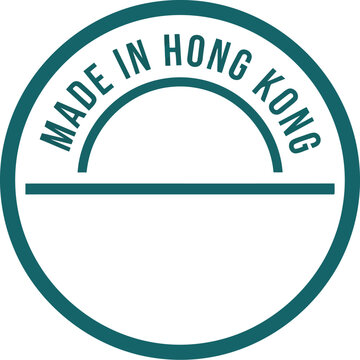 Made in Hong Kong circular stamp icon in green, isolated on white background for product origin label