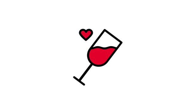 A single red wine glass icon accompanied by a small red heart symbol, representing love for wine and passionate drinking culture