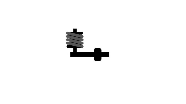 A coil spring attached to a horizontal axle rod, representing a compact mechanical suspension or dampening system used in automotive engineering