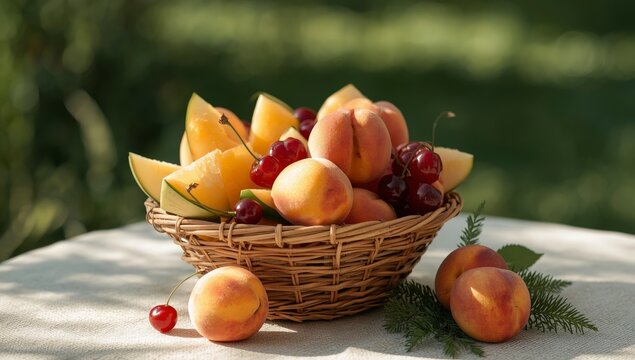 Cesta de mimbre con frutas y verduras org&aacute;nicas de cosecha oto&ntilde;al 