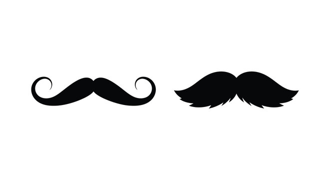 two mustache styles in black silhouette facial hair curls straight contrast graphic design icon simple minimalist