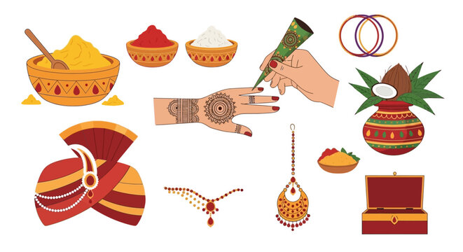 Traditional Indian Diwali Festival Items.