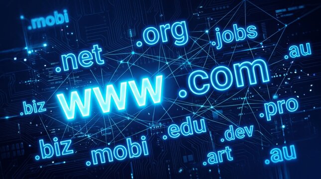 Global digital network connecting website domains and internet connectivity