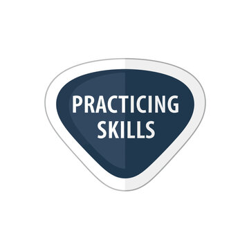 Practicing skills guitar pick sticker.