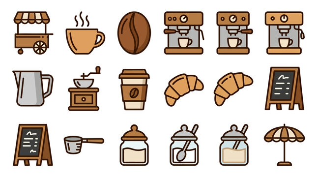 Coffee shop icons and symbols.