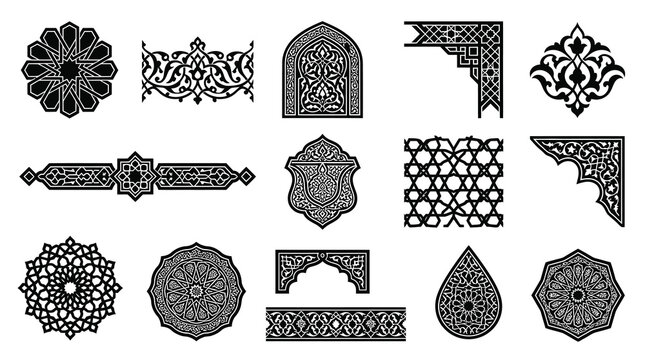 Islamic Geometric Patterns and Arabesques Vector Designs for Architecture and Decoration