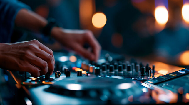 Faceless friends participating in dance competition or battle of the DJs at nightclub event, competitive entertainment, dance competition, DJ performance, with copy space