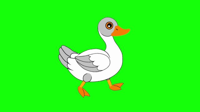 White Duck Running Animation Sprite Sheet Cartoon Bird Character for 2D Games