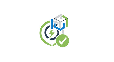 Fototapeta premium A modern abstract icon representing digital technology and verified data security
